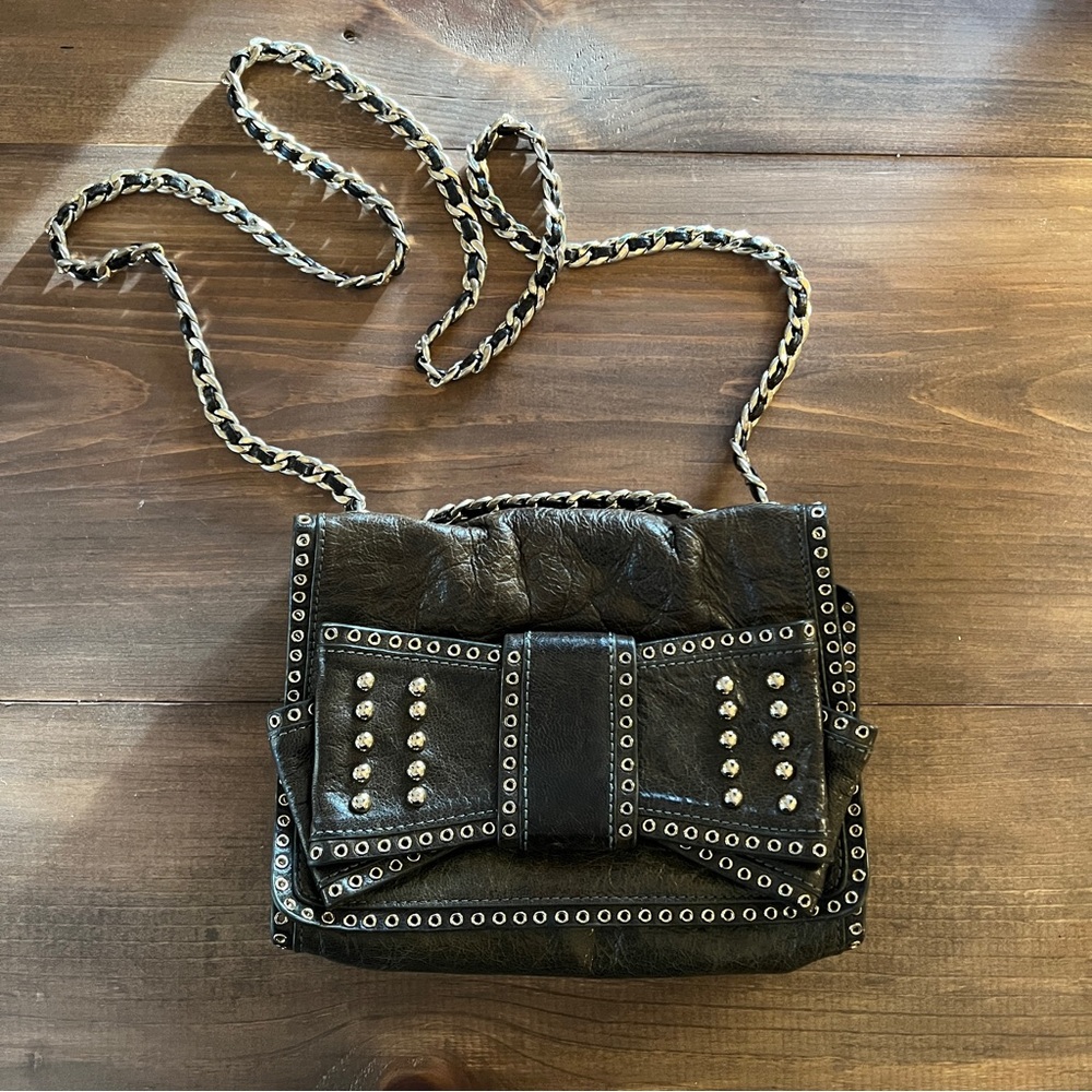Rebecca Minkoff Sweetie Bow Bag Olive Green Leather w/ Gold Grommets & Hardware